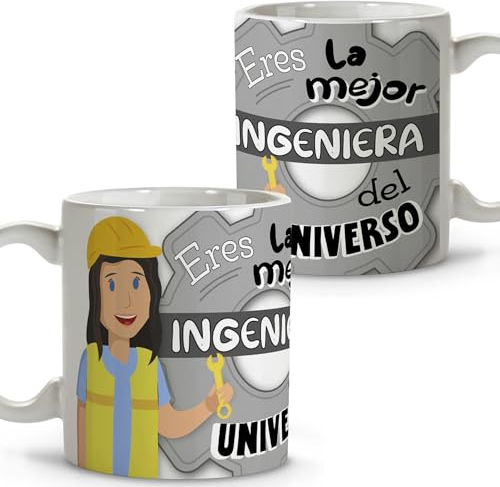 LolaPix Regalo compañera de trabajo. Tazas originales para regalar. Regalos para ingenieros. Tazas personalizadas. Taza cerámica 330 ml.