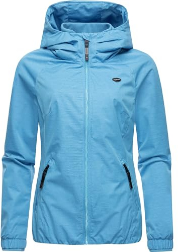 Ragwear wasserdichte Damen Übergangsjacke leichte Kurze Funktionsjacke mit Kapuze Dizzie Tech YOUMODO Sky Blue Gr. XL