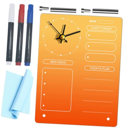 TOPPERFUN 1 Set Acryl Memo Board Schreibtisch Pin Board Mit Uhr Löschen Bord Planer Für Office Home