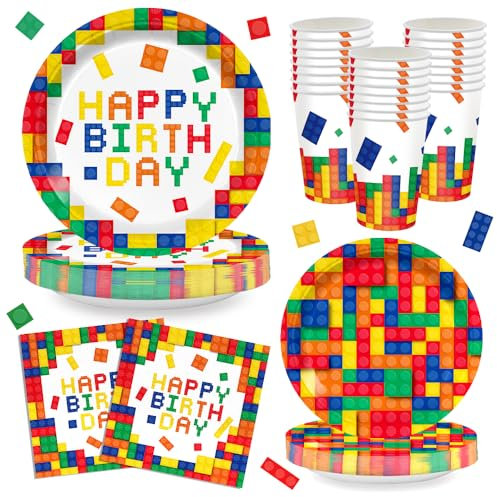 Building Block Birthday Party Supplies Plates