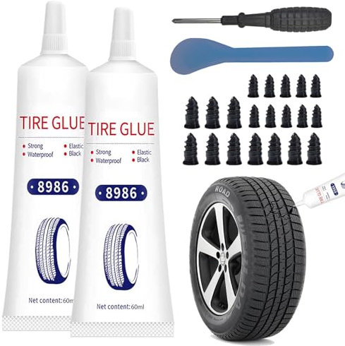 kintsukuroi 120ml Tire Patch Glue, 24PcsTire Repair Glue Kit with Nail, for Vacuum Tire Puncture Quick Repair on Cars, Motorcycles, Trucks, and Tractors