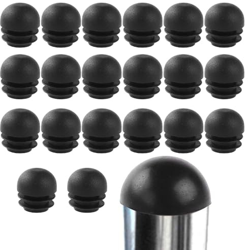 Round Plastic End Plugs, 20pcs Chair Leg End Caps Pipe Tube Inserts Floor Protectors for Tables, Beds, Chairs (Black 16mm)