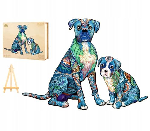 PASJO Holzpuzzle mit Hundemotiv 280 Teile 37x51,1 cm Geschenkidee für Kinder Puzzle Hund Tierförmige Holz-Puzzle Creative Jigsaw aus Holz für Erwachsene
