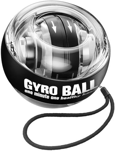 Cretee Handgelenktrainer-Ball, Auto-Start, Handgelenkstärker, Gyroskopischer Unterarm-Trainer, Gyro-Ball zur Stärkung von Armen, Fingern, Handgelenkknochen und Muskeln, Schwarz