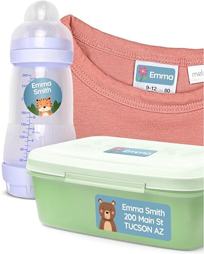 melu kids® Namensaufkleber Kinder Set für Kleidung & Gegenstände (150 Stück) Namensetiketten für Kindergarten/Schule, Selbstklebend und waschmaschinenfest - blau