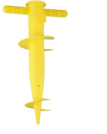 Parasol de plage ancre de sable, base de support de parasol de plage, piquet à vis sûr pour vent fort avec poignées, portable et léger (jaune)