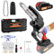 Mini Chainsaw 6 inch Cordless, 21V Battery Powered Chain Saw for Branch Pruning with 1.5Ah Battery & 2 Chains, Portable Electric Handheld Small Chainsaw for Wood Cutting Tree Trimming, Orange