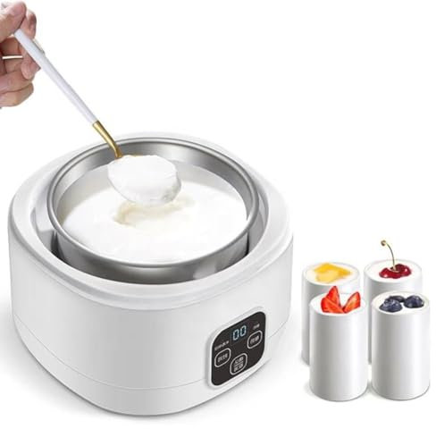 Electric Yogurt Maker with Adjustable Temperature & Time Control - Stainless Steel Liner, 1L Automatic Fermenter for Home and Cafe