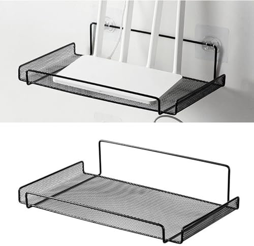 Walfront TV-Set-Top-Box-Router-Regal aus Kohlenstoffstahl, Wandhalterung, TV-Set-Top-Box-Halterung, Wandhalterung, Router-Regal mit Effizienter Wärmeableitung
