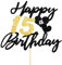 Gleevio Tortendeko 15 Geburtstag Junge Mädchen,Glitzer Kuchen Deko 15 Geburtstag Mädchen,Happy 15th Birthday Cake Topper,Geburtstagsdeko 15 Jahre Junge,Torten Deko 15 Jahre Mädchen Schwarz Gold