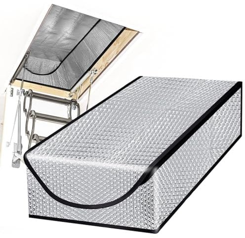 DGSL Dachbodentreppen-Isolationsabdeckung – Premium-energiesparende Dachbodentreppe, Türleiter, Isolator, ausziehbares Zelt mit Reißverschluss, 63,5 x 137,2 x 27,9 cm (2 Stück Dachbodenabdeckungen)