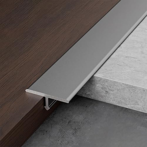 Raouoae Aluprofil Übergangsprofil T-Profil Kantenschutz Für Übergänge Von Holzplatten Zu Fliesen 3 Stücke 90cm Boden Übergangsleiste Boden -Teppich Laminat Übergangsleiste(Pistolengrau,Breite: 6mm)