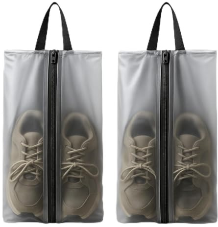 ZMDMAH 2 Stück Schuhtasche Reise, Wasserfeste Reise Schuhbeutel, Schuhorganizer Schuhbeutel Reise für Koffer und Rucksack TPU-Mesh Wasserdicht mit Reißverschluss und Griff für Männer und Frauen