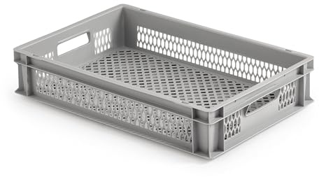 1a-TopStore Eurobox Stapel- und Transportkasten, durchbrochen, perforiert, offene Griffe, verschiedene Größen (60x40x13 cm)