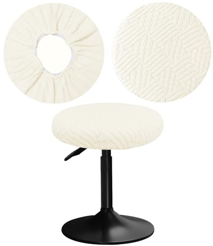 YINGAYOU Bezug Barhocker Rund 30-40 cm Hocker Bezug Rund mit Jacquard Muster Luxuriöser Stoff Waschbar Dehnbar Wunderschöne Farbe für Runde und Eckige Hocker (1, Beige)