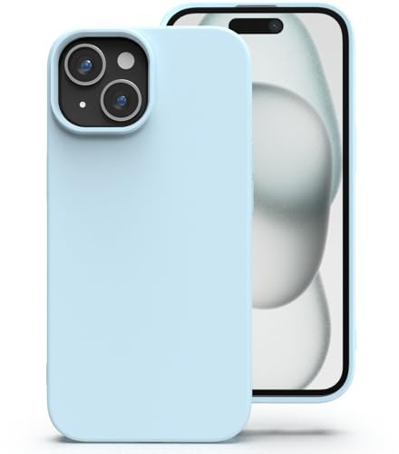 Zuvirelx Silikon Handyhülle für iPhone 15 Hülle, Weiches Griff, Dünne, Minimalistisch, Stoßfest, rutschfest, Taschenpassend - Eisblau