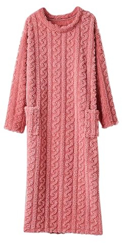 Women Fleece Hoodie Dress Oversized Midi Pyjamas Dresses Winter Cozy Warm Long Jumper Dress Flannel Soft Pullover Dresses Fluffy Plush Thick Sweatshirt Loose Comfy Loungewear Ladies Pink