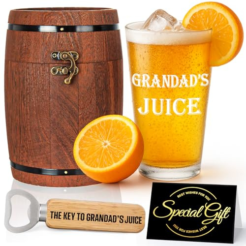 Joybble Grandad Birthday Gifts, Grandad Juice Glass Personalised Beer Glass, with Birthday Card, Valentine's Day Gift, Ideal Presents from Grandchildren, Grandfather Present 480ml Beer Glass