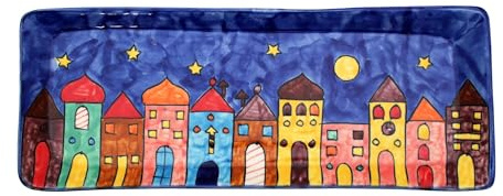 Gall&Zick Handbemalte Keramik-Servierplatte, Servierteller | Vielseitige große Platte 30 × 11 × 2 cm – spülmaschinen- & mikrowellengeeignet, ideal für Buffet, Sushi, Tapas, Kuchen