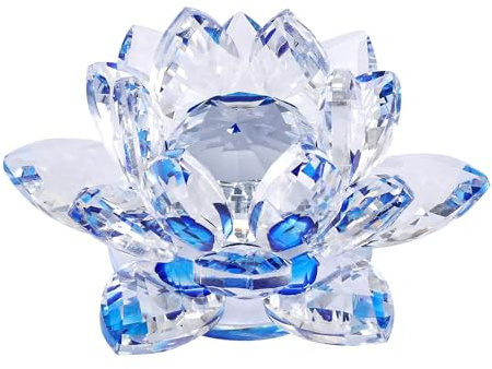 Sirxlevcy Blue Crystal Flower Ornaments Crystal Interior Decoration Crystal Glass Ornaments (Small)