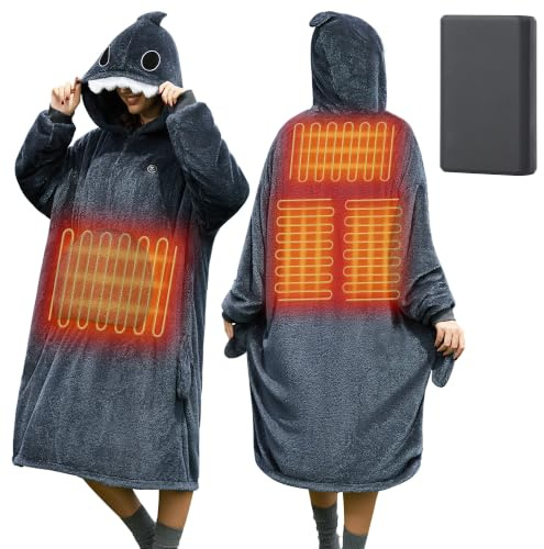 Beheizte Hoodie Decke mit Ärmeln,Kabellos,10000mAh Akku,Geschenk für Frauen | Heizdecke mit Ärmeln,Kuschelpullover,Tragbare Decke zum Anziehen Erwachsene Kuscheldecke,Geschenk für Freundin Mütter 75*110