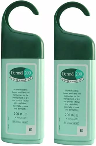 Soothing Shower Emollient 200ml | Antimicrobial Moisturising Wash for Dry & Itchy Skin | Gentle Cleanser for Sensitive Skin, Eczema & Dermatitis Relief (Pack of 2)