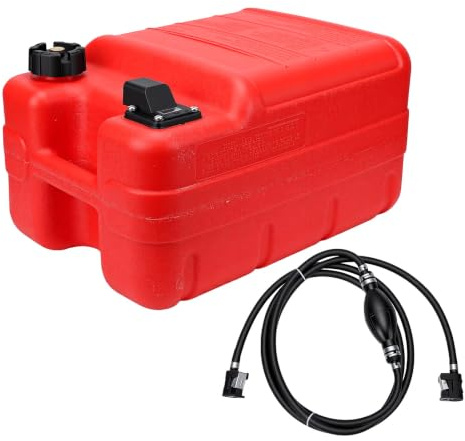 Oreilet 24L/6 Gallon Marine Portable Tank, Boat Fuel Gas Tank with 9.84ft Fuel Hose, Outboard Transfer Tanks for Outboard Engine, Yacht, Fishing Boat, Deck, Red