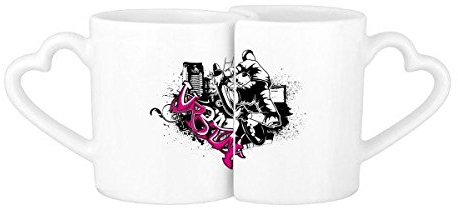 DIYthinker Wintersport Skifahren Ski und Schuhe Stadt-Hintergrund Illustration Muster-Liebhaber Becher-Liebhaber Tassen Set weiße Keramik Keramik-Cup Milch Kaffeetasse mit Henkel