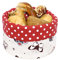 Lashuma Brotkorb rund, Krempelkorb Ø 22 cm Höhe: 13 cm, Stoffkörbchen beige - rot Druck: Schmetterlinge