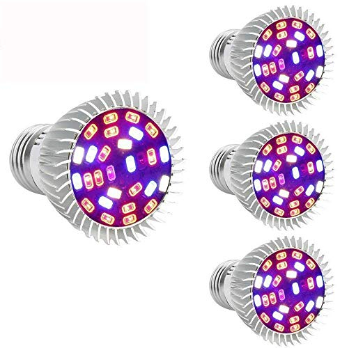 Esbaybulbs Lampade per Piante Crescita E27 28W Serra Grow Light Faretto per Crescita Coltivazione Piante Interno Spettro Completo Luci per piante 4 pezzi