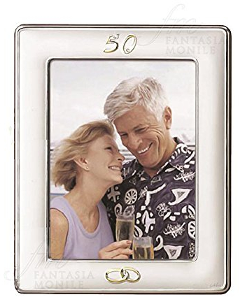 Marco de fotos para 50 aniversario de bodas de oro, placa de plata 925, tamaño 13 x 18 cm, Acca 465QM.12