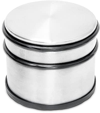 6 x Türstopper hoch, Edelstahl, Rutschfest, Groß, Für schwere Türen, Gummi-Schutz, HBT: ca. 7,5 x 9,5 x 9,5 cm, silber