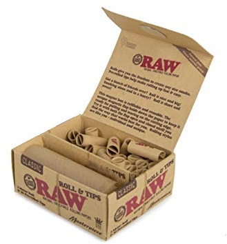 RAW Masterpiece Classic Rolls & Tips, 3 Meter King Size Rolls + 30 vorgerollte Tips 1 Box (12 Packungen)