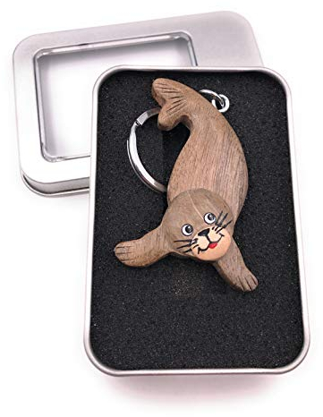 Onwomania - -Seehund Robbe Seelöwe Schlüsselanhänger inkl. Geschenkbox - Glücksbringer Geschenk z.B. für den besten Freund, die beste Freundin, Mama - Für Männer, Frauen & Kinder
