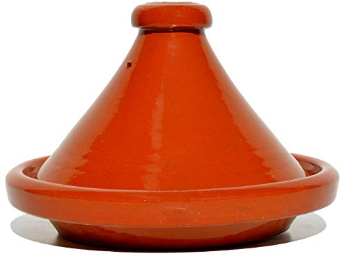 Marokkanische Tajine, Rund, Ø 30 cm, Tontopf, Gartopf, Schmortopf zum Kochen, glasiert, für 4-5 Personen, handgetöpfert aus Marokko, schadstofffreie Lehmerde