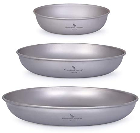 Boundless Voyage Ultraleicht Camping Titan Pan Geschirrplatte mit Tragetasche Outdoor Titan Geschirr und Utensilien Mess Kit Ti15139B