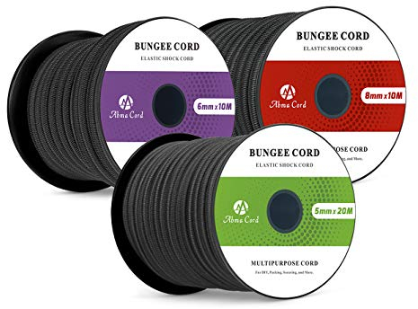 Abma Cord Gummiseil Expanderseil 8mm 10M Gummischnur UV Beständig Planenseil 100% Dehnung Spannseil für Plane, Anhängerplane, Sonnensegel, Zelte, Banner - Schwarz