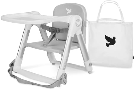 APRAMO FLIPPA Sitzerhöhung Faltbarer Boostersitz Kindersitz mit Tablett, Tragbarer Reise Hochstuhl mit Tasche, Kinderstuhl zum Essen (Glut)
