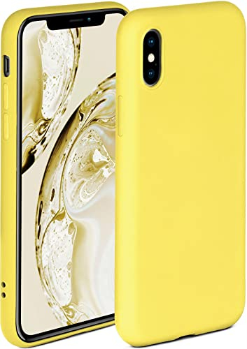 ONEFLOW Soft Case für iPhone X/iPhone XS Hülle aus Silikon mit Kameraschutz, Silikonhülle mit erhöhtem Schutz fürs Display, Backcover Schutzhülle, weiche Handyhülle, Gelb