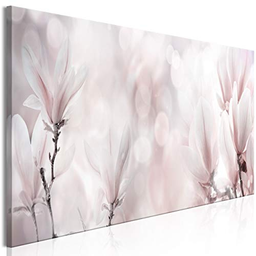 decomonkey Bilder Blumen Magnolie 120x40 cm 1 Teilig Leinwandbilder Bild auf Leinwand Vlies Wandbild Kunstdruck Wanddeko Wand Wohnzimmer Wanddekoration Deko Natur
