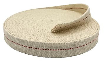 Light of Mine - Mecha Plana 100% algodón para Aceite de parafina, linternas a Base de Queroseno y lámparas de Aceite con Puntada roja auténtica (Rollo de 1 Pulgada a 33 pies)