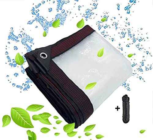 Bâche Transparente avec Oeillets - bache Transparentes Exterieur Plastique Serre avec Impermeable terrasse bâches de Protection étanche - pour extérieur Meubles de Jardin Tente - 3x4m