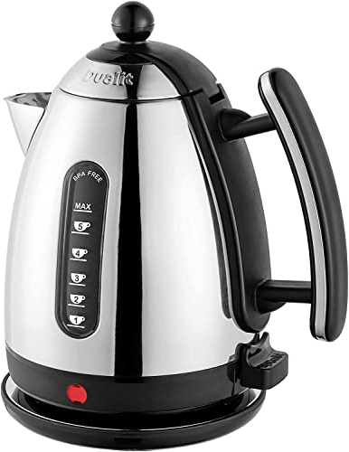 Dualit Wasserkocher Lite - 1,5L Wasserkocher Vintage Schnell Kochender - Wasserkocher Schwarz mit Hochglanz Finish - BPA Frei