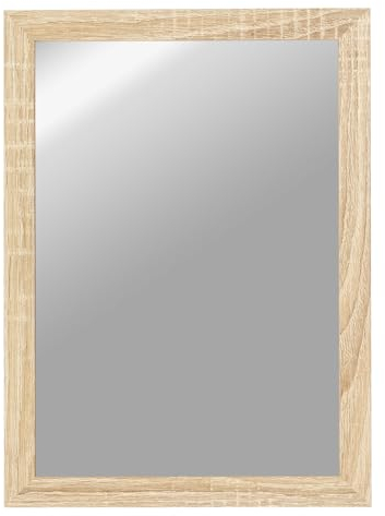 CLAMARO 'Vision' Wandspiegel 50x70 cm maßgefertigt | Eiche Sonoma | Moderner eckiger Spiegel mit MDF-Holzrahmen, inkl. Metall Aufhänger und Montagematerial (Querformat & Hochformat)