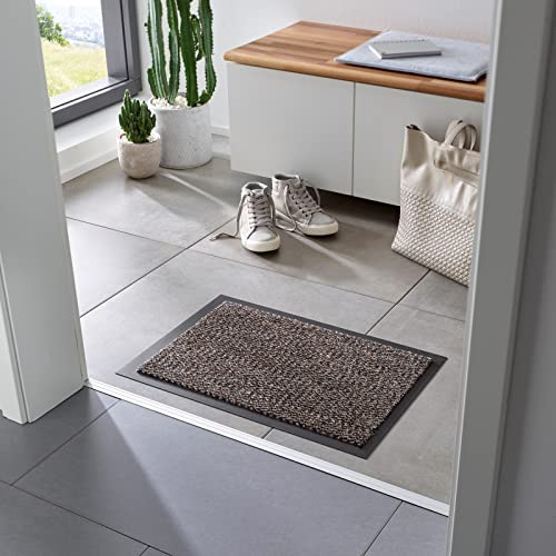 Taracarpet Schmutzfangmatte Azurit - Fußbodenmatte - Fußmatte - Fußabtreter - Braun - modisch meliert - mit Rundum-Gummilippe - 60x80 cm