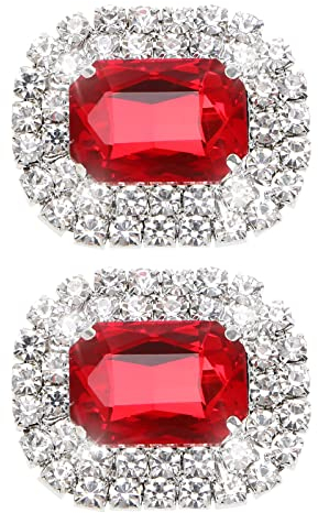 Be In Your Mind 2 Stücke Kristall Charm Schuhclips Abnehmbare Schuhschnallen Dekoration für Hochzeitsschuhe Kleid Hut, Rot