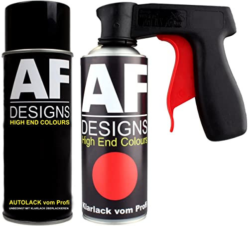 Alex Flittner Designs Spraydosen Griff Set für Opel Z163 Lichtsilber Metallic Basislack Klarlack Handgriff Pistolengriff Sprühdose