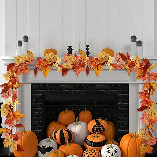 Deko Herbst Hillylolly 2 Stk. Künstliche Ahornblatt Girlande, Herbstgirlande, Herbstdeko, Girlande Herbstblätter, Blätter Girlande Herbst, Autumn Decor für Herbst im Innen- und Außenbereich