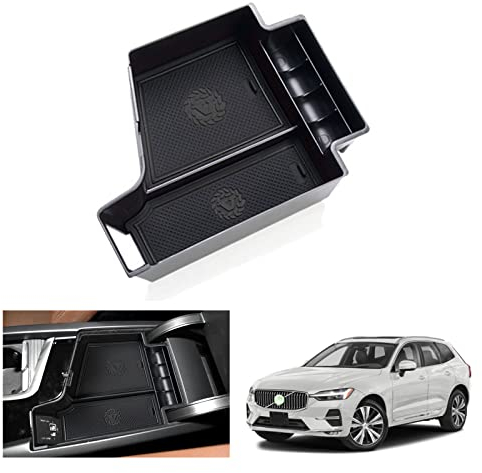 GAFAT Volvo XC60 XC90 V60 S60 V90 S90 2017-2024 2025 Mittelkonsole Aufbewahrungsbox, Volvo XC60 2023 Armlehne Organizer Tray Handschuhfach, Volvo XC60 Zubehör (Schwarz)
