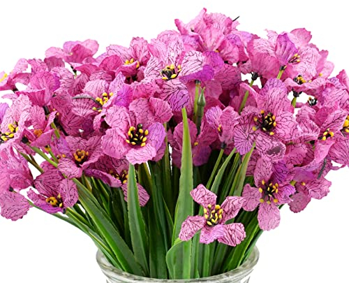 hocadon 12 Bündel Künstliche Blumen Außen, Balkon Kunstblumen Wetterfest, Künstliche Sträucher für Balkonkästen, Garten, Innen, Außenbereich(Fuchsia)